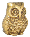 White Whale Brass Metal Antique Gold Finish Laxmi Vahana Owl Statue Home Décor