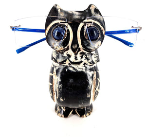 White Whale Wooden Owl Eyeglass Spectacle Holder Handmade Stand for Office Desk Home Décor Gifts