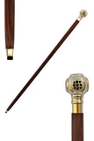 White Whale Diving Helmet Walking Stick - Men Derby Canes and Wooden Walking Stick for Men and Women - 37" Brown Ebony Brass Handle in Golden Tone Natural Wood Unisex Cane