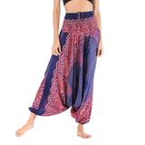 Whitewhale Women Casual Peacock Print Summer Loose Yoga Trousers Baggy Boho Aladdin Jumpsuit Harem Pants