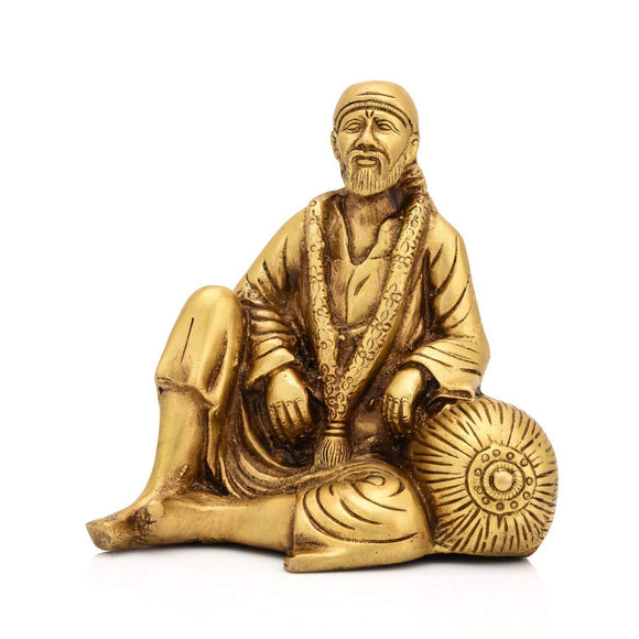White Whale Brass God Lord Shirdi Sai Baba Bhagwan Lord Shirdi Sai Baba Idol Statue Murti 5.5