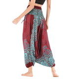 Whitewhale Women Casual Peacock Print Summer Loose Yoga Trousers Baggy Boho Aladdin Jumpsuit Harem Pants