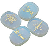 White Whale 4 pcs Engraved Tarot Symbol Palm Stones Reiki Balancing