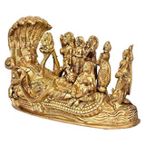 White Whale Vishnu Parivar (Vishnu, Shiv, Brahma, Laxmi, Saraswati, Yama, Garud, Narad, Naag Devi) Brass Idol Showpiece 8"inch