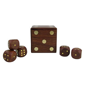 White Whale Handmade Wooden Game Dice Box With Five Dice Gifts For Christmas