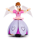 White Whale 360 Degree Rotating Dancing Angel Doll Princess Musical Girl Flashing Lights with Music Sound Toy for Kids (Purple Angle Doll)