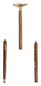 White Whale Bird Walking Stick - Men Derby Canes and Wooden Walking Stick for Men and Women - 37" Brown Ebony Brass Handle in Golden Tone Natural Wood Unisex Cane
