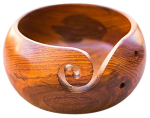 White Whale Handmade Indian Rosewood Wooden Yarn Bowl, Knitting Yarn Holder and Organizer - Perfect For Mother's Day!