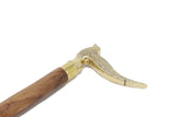 White Whale bird Walking Stick - Men Derby Canes and Wooden Walking Stick for Men and Women - 37" Brown Ebony Brass Handle in Golden Tone Natural Wood Unisex Cane