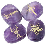 White Whale 4 pcs Engraved Tarot Symbol Palm Stones Reiki Balancing