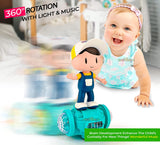 White Whale 360 Degree Rotating Musical Dancing Boy with 5D Light & Musical Sound Activity Play Center Toy with Bump and Go Functions for Kids Early Learning Educational Toys (Pack of 1)