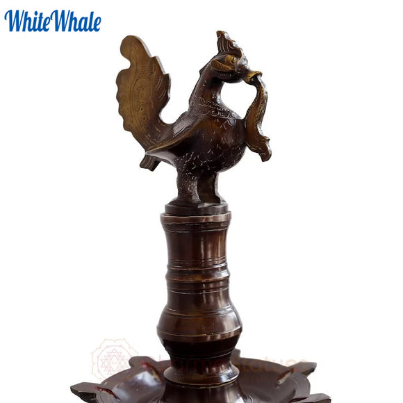 White Whale Brass Mangalam Kamatha Kamakshi Lamps (Auspicious Tortoise Adorning Vehicle of Goddess Lakshmi) - Tall Temple Lamps