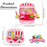 White Whale Kitchen Set for Kids Girls Pretend Play Toys Portable Suitcase Cooking Set Toys Kitchen Set