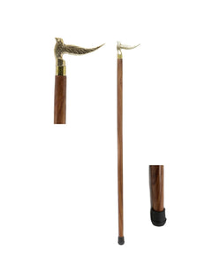 White Whale bird Walking Stick - Men Derby Canes and Wooden Walking Stick for Men and Women - 37" Brown Ebony Brass Handle in Golden Tone Natural Wood Unisex Cane