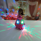White Whale Musical Toys 360 Degrees Rotating Dancing Princess Doll with 3D Flashing Lights & Sound -Plastic,Pink(Pack of 1)