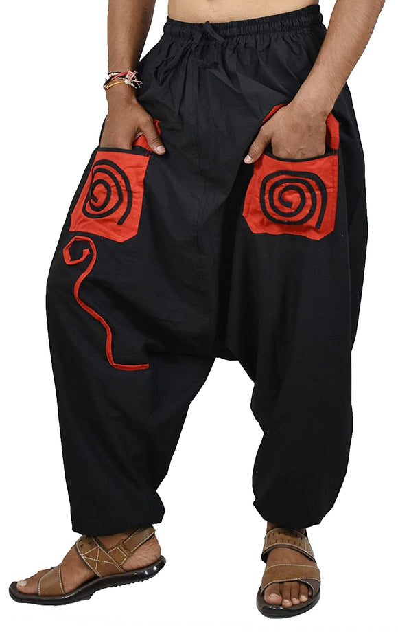 Whitewhale Mens Womens Cotton Pockets Harem Yoga Baggy Genie Hippie Pants