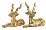 White Whale Brass Vastu/Feng Shui Pair of Sitting Brass Deer Statue for Longevity and Energetic Environment | Showpiece for Home/Office Decor and Gift
