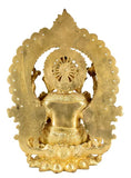 White Whale Lord Ganesh Murti Ganesha Idol Ganpati Brass Statue with Multicolor Stone Work for Home Decoration Showpiece