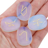 White Whale 4 pcs Engraved Angel Symbol Palm Stones Reiki Balancing