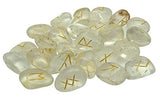 White Whale Rune Stones Tumbled Engraved Lettering Crystal Set Healing Chakra Reiki