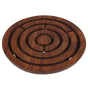 White Whale Handmade Handcrafted Indian Wooden Labyrinth Ball Maze Puzzle Game