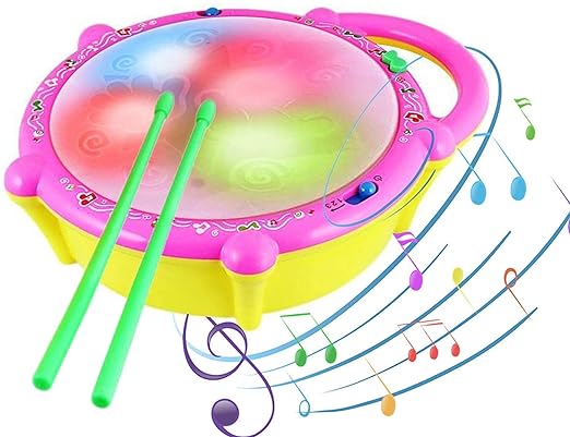 White Whale Flash Drum with 3D Lights, Music Baby Toy for 2 3 4 Year Kid Boy Girl
