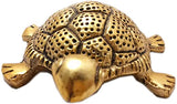 White Whale Golden Feng Shui Metal Tortoise with Metal and Glass Plate showpiece, Lucky Charms Good Omens Good Health