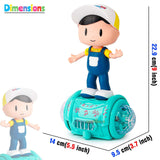 White Whale 360 Degree Rotating Musical Dancing Boy with 5D Light & Musical Sound Activity Play Center Toy with Bump and Go Functions for Kids Early Learning Educational Toys (Pack of 1)