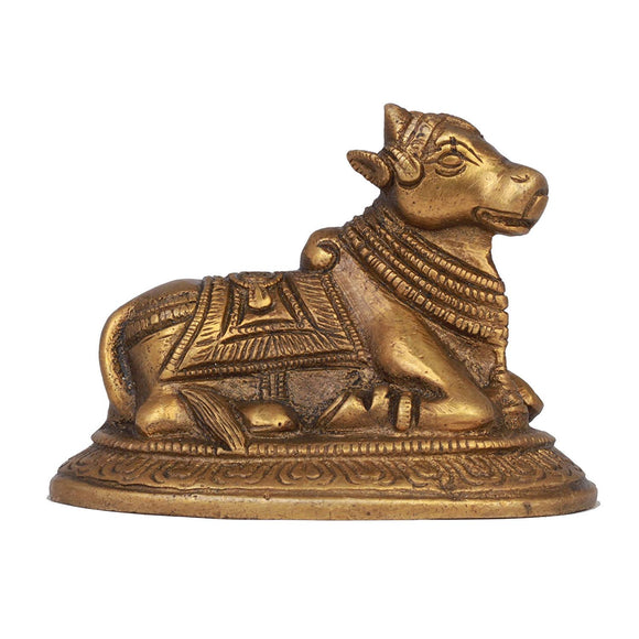 White Whale Brass Shiva Nandi Statue | Murti for Home Decoration | Office Décor 3.5
