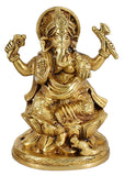 Whitewhale Lord Ganesha Brass Statue Hindu Religious Lord Ganesh Sculpture Figurine Ideal for Gift & Home Decor