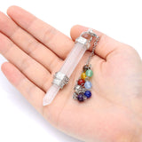 White Whale 7 Chakra Reiki Healing Crystal Hexagonal Pointed Pendant Necklace Divination Metaphysical Spiritual Amethyst Balancing Pendulum