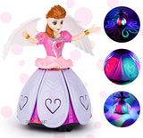 White Whale 360 Degree Rotating Dancing Angel Doll Princess Musical Girl Flashing Lights with Music Sound Toy for Kids (Purple Angle Doll)