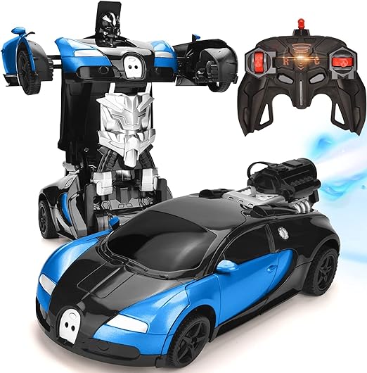 White Whale Remote Control 2 in 1 Convertible Transform Robot Car Water Booster Spray Toy for Kids with Rechargeable Battery