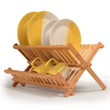 White Whale Dish Rack Collapsible Dish Drying Rack Wooden Dish Drying Rack, Foldable Dish Rack Wood Drying Rack Compact Kitchen Plate Rack