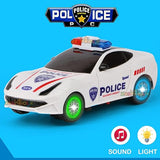 White Whale Dancing Toy Car 360 Degree Rotating Police Car with 3D Flashing Light & Sound, Bump N Go Action & Openable Door Musical Toy for 1 Year Old Kid