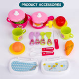 White Whale Kitchen Set for Kids Girls Pretend Play Toys Portable Suitcase Cooking Set Toys Kitchen Set