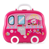 White Whale Children Pink Color Beauty Makeup Kit Pretend Play Cosmetic Set Suitcase with Makeup Accessories for Children Toy Kids Role Games Tools Accessories Portable Suitcase