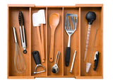 White Whale Drawer Dividers silverware tray Expandable Utensil Cutlery Tray Wooden Adjustable Flatware Organizer Kitchen Storage Holder for Knives Forks Spoons Accessories Gadgets