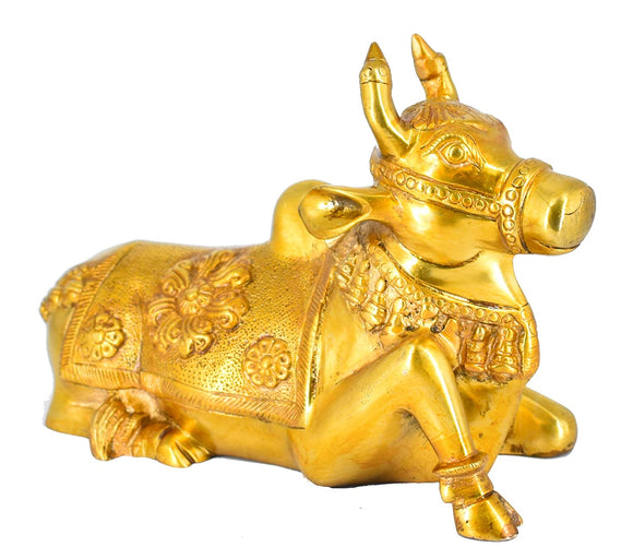 White Whale Brass Shiva Nandi Statue | Murti for Home Decoration | Office Décor