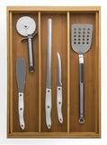 White Whale Drawer Dividers silverware tray Expandable Utensil Cutlery Tray Wooden Adjustable Flatware Organizer Kitchen Storage Holder for Knives Forks Spoons Accessories Gadgets