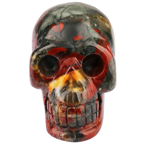 White Whale Healing Crystal Stone Bloodstone Human Reiki Skull Figurine Statue Sculptures