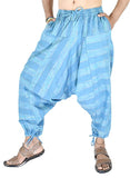 Whitewhale Mens Cotton Stripe Harem Pants Pockets Yoga Trousers Hippie