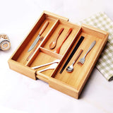 White Whale Drawer Dividers silverware tray Expandable Utensil Cutlery Tray Wooden Adjustable Flatware Organizer Kitchen Storage Holder for Knives Forks Spoons Accessories Gadgets