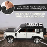 White Whale Diecast Metal Pullback Openable Doors Toy Cars with Flashing Light and Musical Sound for Car Collection Gifts Toys for Kids Boys and Girls Children (Silver)