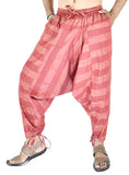 Whitewhale Mens Cotton Stripe Harem Pants Pockets Yoga Trousers Hippie