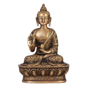 White Whale Brass Buddha Statue, Fine Carving Religious Idol, Antique Brass Sculpture, Vintage Decorative in Brass 7"inch