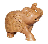 White Whale Wooden Elephant Figurine/statue - Feng Shui, Artistic, Decorative, Handcrafted in natural wood color for Home & Office Décor