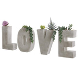 White Whale Love Block Letter-Shaped Clay Succulent Planter Holder Set 5-Inch