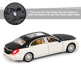 White Whale Metal Die cast Pullback Openable Doors Toy Cars with Flashing Light Musical Sound Car for Gifts Toys for Kids Boys and Girls Children (White)