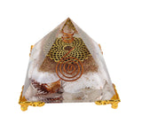 White Whale Shankh Orgone Pyramid Energy Generator Reiki Healing Crystal Chakra With Gold Stand Feng Shui Pyramid